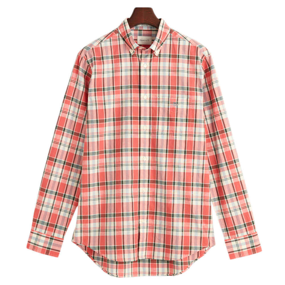 GANT Regular Fit Checked Cotton Linen Shirt